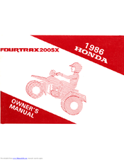 Honda 1986 FourTrax 200SX Owner's Manual