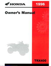 Honda 1996 TRX400 Owner's Manual