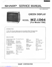Sharp mz-1d04 Service Manual