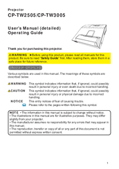 Hitachi CP-TW3005 User Manual