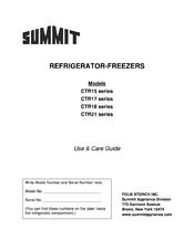 Summit CTR17 series Use & Care Manual
