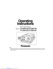 Panasonic PTD9610U - DLP PROJECTOR Operating Instructions Manual