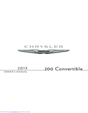 Chrysler 200 CONVERTIBLE 2013 Owner's Manual