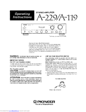 Pioneer A-229 Operating Instructions Manual