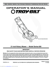 Troy-Bilt 830 Series Operator's Manual
