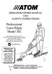 Atom 202 Operator/Owner Manual & Safety Instructions