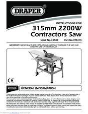 Draper CTS315 Instructions For Use Manual