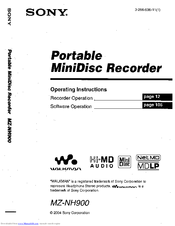 Sony MZ-NH900 Operating Instructions Manual
