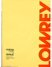 Lowrey Holiday Deluxe with Genius D-450 Owner's Manual