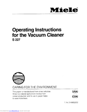 Miele S 227 Operating Instructions Manual