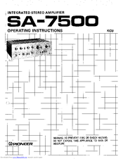 Pioneer SA-7500 Operating Instructions Manual