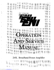 Eni 240L Operation And Service Manual