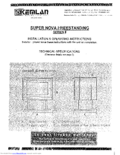 Kemlan Super Nova Freestanding Series II Installation & Operating Instructions Manual