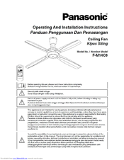 Panasonic F-M14C8 Operating And Installation Instructions