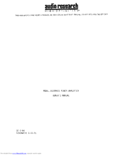 Audio Research D115MKII Owner's Manual