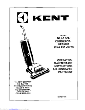 Kent KC-165C Operating, Maintenance Instructions & Illustrated Parts List