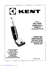 Kent KC-120G Operating, Maintenance Instructions & Illustrated Parts List