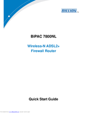 Billion BiPAC 7800NL Quick Start Manual