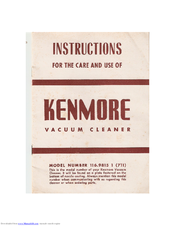 Kenmore 116.9815 Instruction Manual