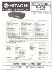 Hitachi D-909 Service Manual