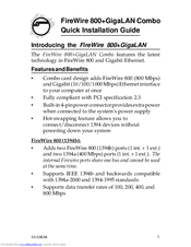 SIIG FireWire 800+GigaLAN Combo Quick Installation Manual