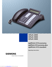 Siemens optiPoint 410 standard Operating Instructions Manual