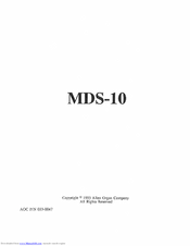 Allen Organ Company MDS-10 Owner's Manual