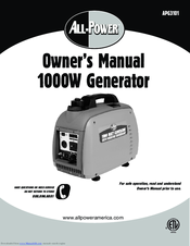 All-Power APG3101 Owner's Manual