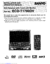 Sanyo ECD-T1780DV Installation And Operation Manual