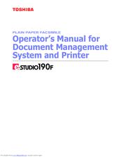 Toshiba E-tudio190F Operator's Manual