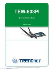 TRENDnet TEW-603PI Quick Installation Manual
