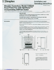 Dimplex Canterbury CAB20F Installation And Operating Instructions