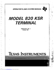 Texas Instruments 820 KSR Operator's Manual