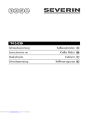 SEVERIN EMGA *910.020 Instructions For Use Manual