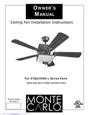 Monte Carlo Fan Company 5TQ52XXD-L Series Owner's Manual
