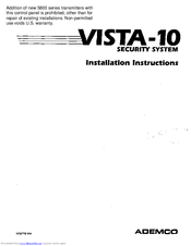 ADEMCO Vista-10 Installation Instructions Manual