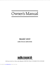 Audio Research LS22 Owner's Manual