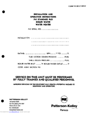Patterson-Kelley Compact 500 Standard Flow Installation And Operation Instructions Manual