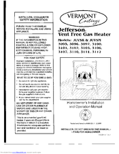 Vermont Castings Jefferson JUVSR3100 Installation Manual