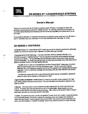 JBL SR Series Owner's Manual
