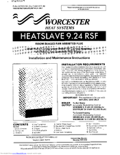 Worcester HEATSLAVE 9.24 RSF Installation And Maintenance Instructions Manual