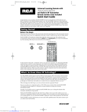 RCA RCU1010RF Quick Start Manual