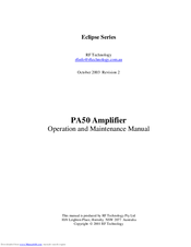 RF Technology Pa50 Eclipse Series Operation And Maintenance Manual