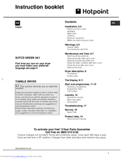 Hotpoint SUTCD GREEN 9A1 Instruction Booklet