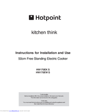 Hotpoint HW170EW Instructions For Installation And Use Manual