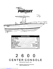 Pursuit 2600 Center Console Owner's Manual