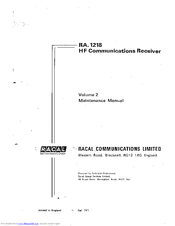 Racal Instruments RA.1218 Maintenance Manual