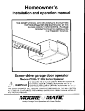 Moore-O-Matic Z150b Series Homeowner's Installation And Operating Manual
