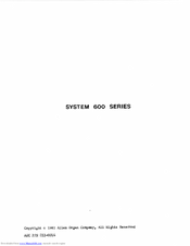 Allen Organ Company System 600 Series Owner's Manual