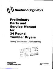 Huebsch 28CE Parts And Service Manual